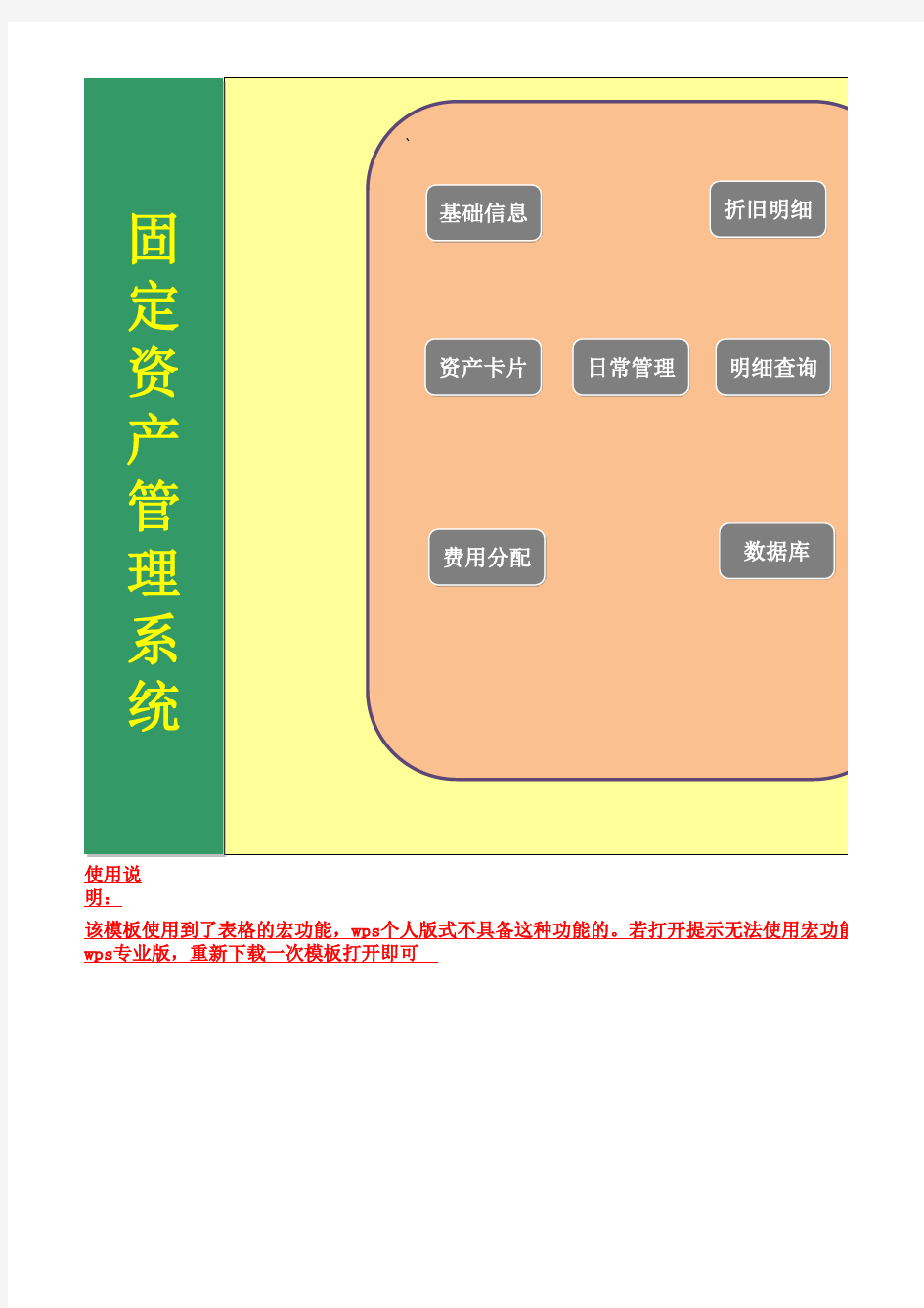 Excel表格模板：固定资产管理系统