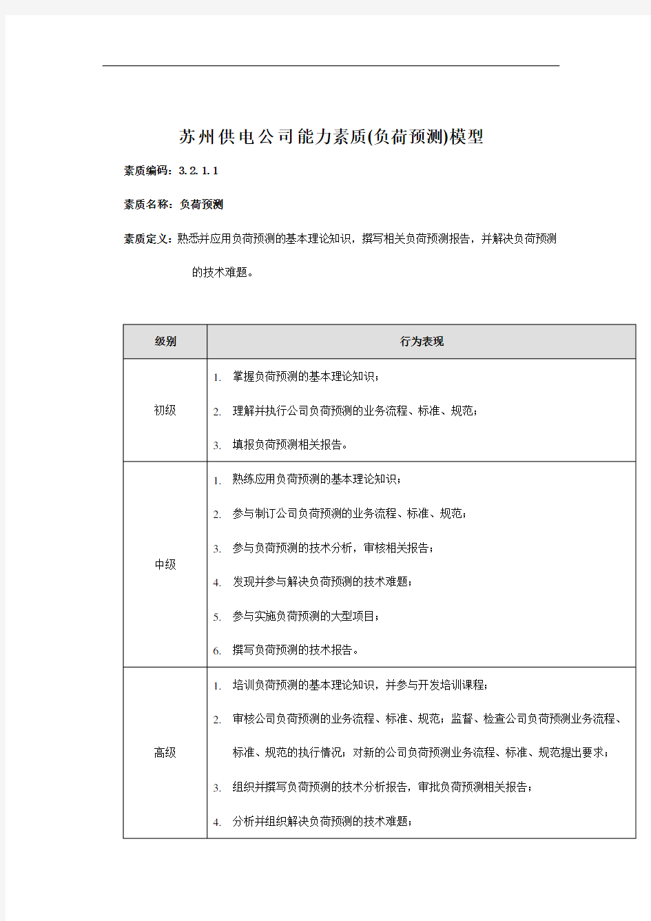 供电公司能力素质模型