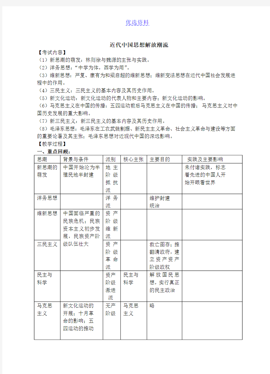 高中历史近代中国思想解放潮流 -