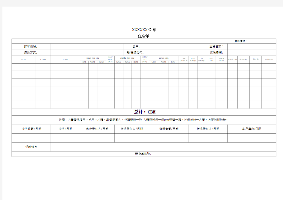 外贸出货单,送货单明细表