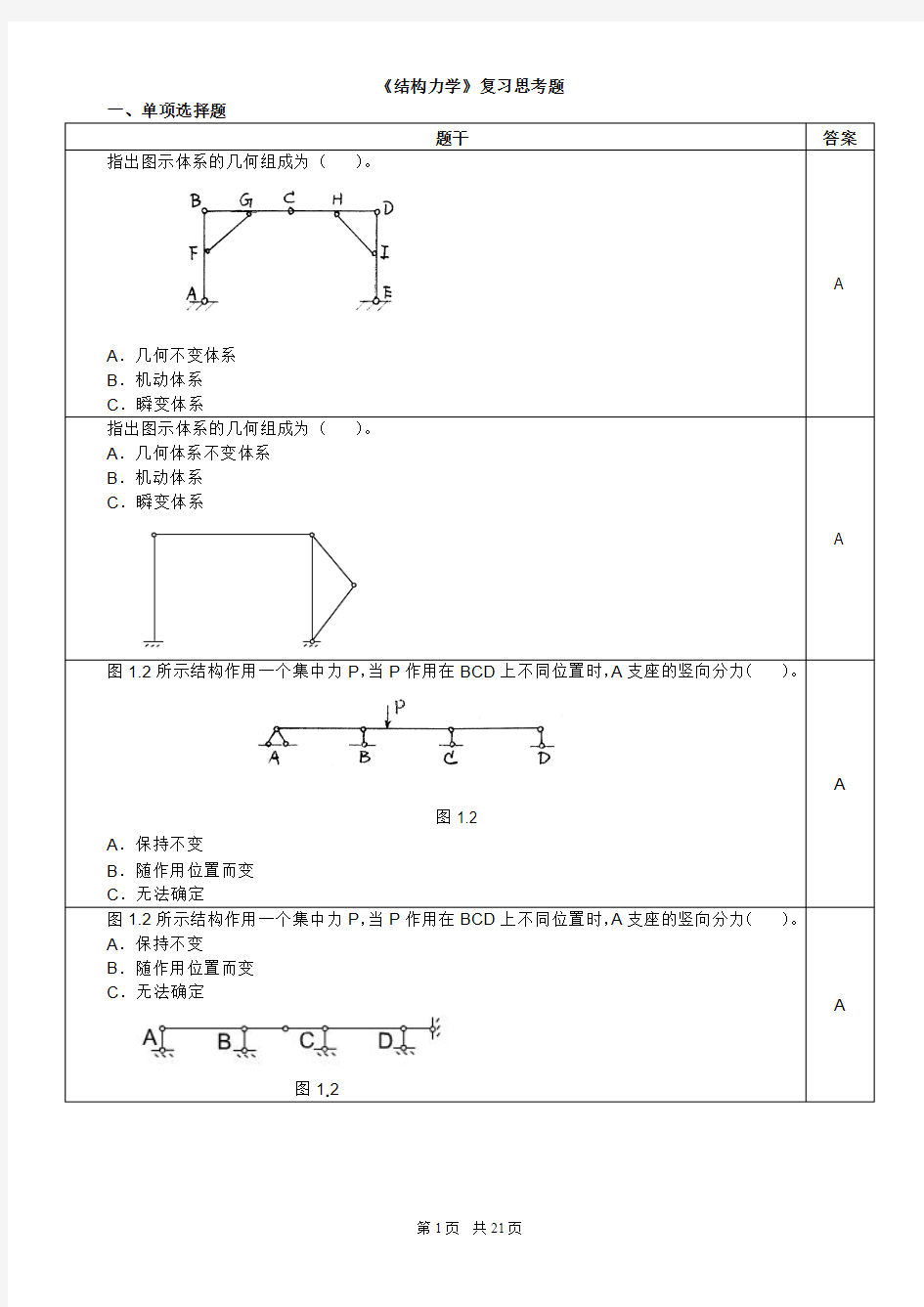 结构力学复习思考题2014.06