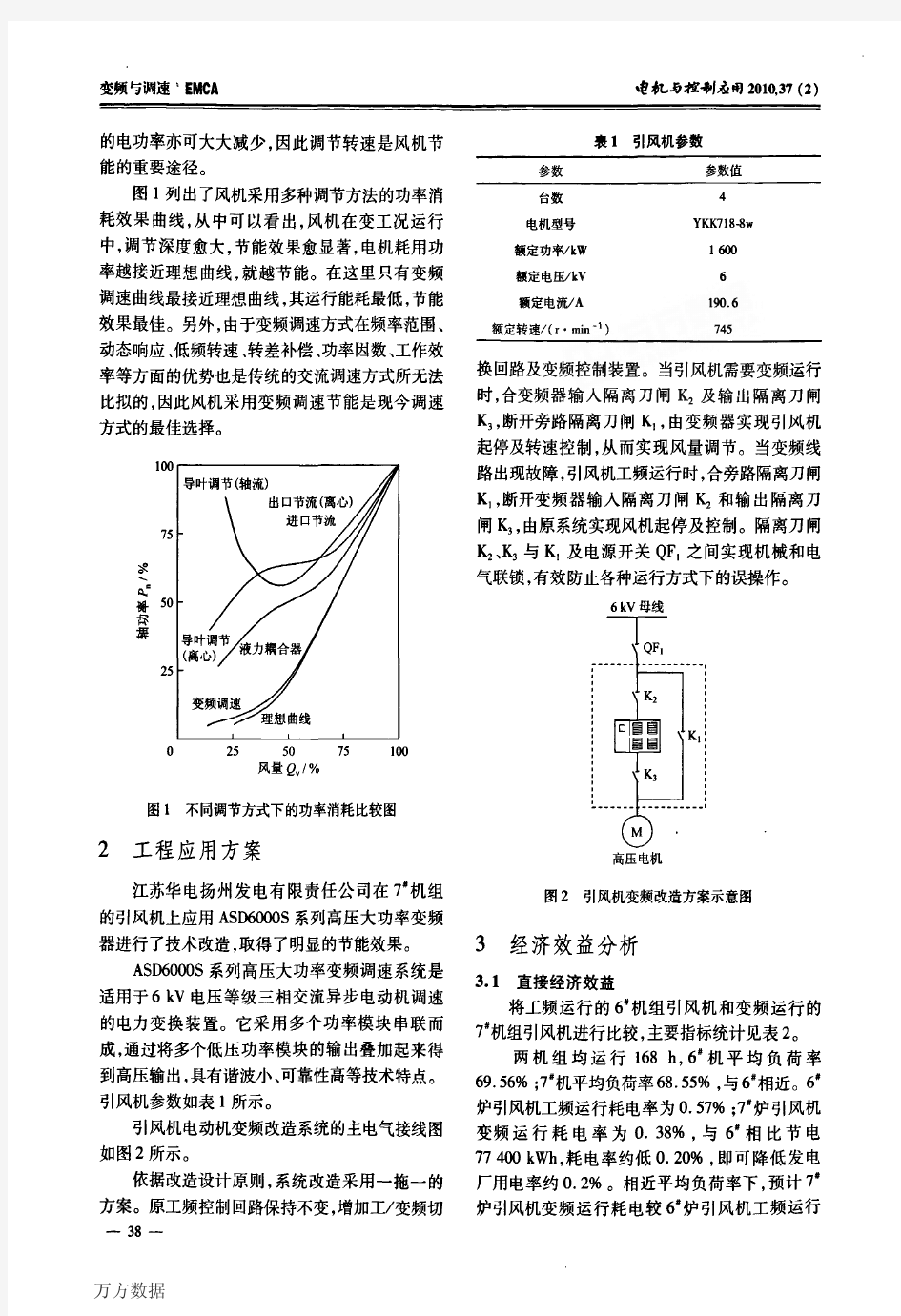 高压变频器在发电厂引风机上的应用与节能分析