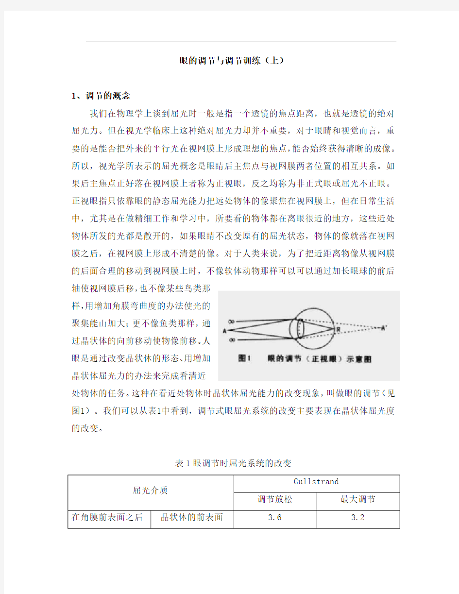 眼的调节与调节训练(上)