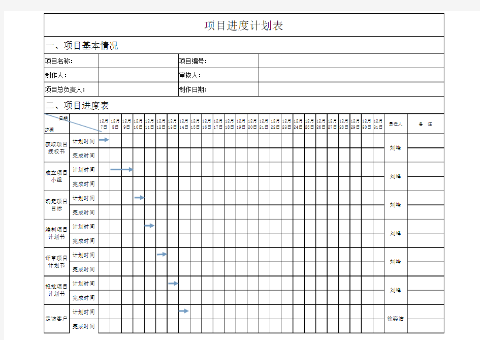 项目进度计划表(范例)