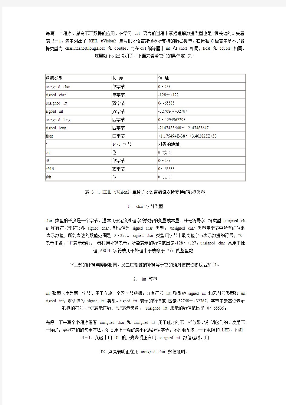 c51的数据类型