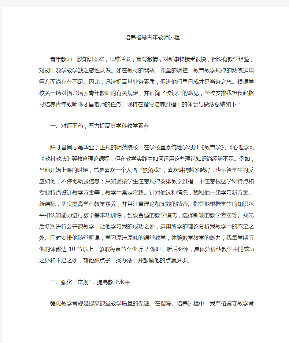 指导青年教师过程材料