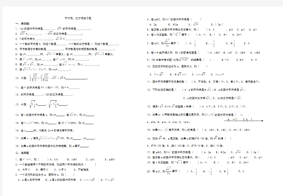 平方根与立方根练习题98848