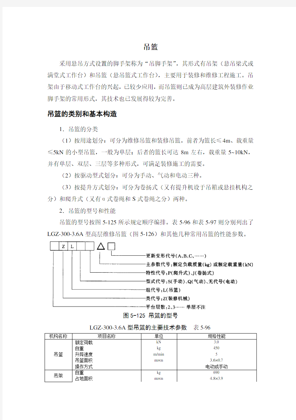 吊篮的类别基本构造及使用