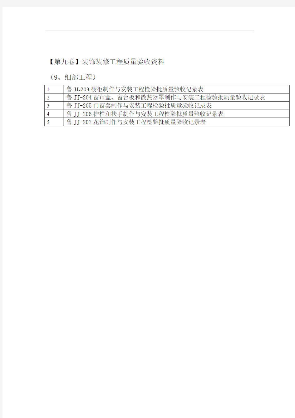 第九卷装饰装修工程质量验收资料细部工程