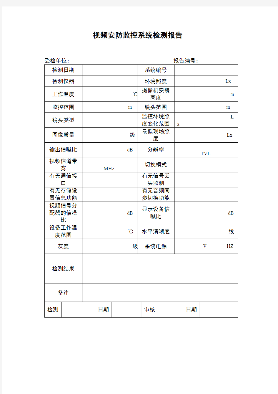 视频安防监控系统检测报告