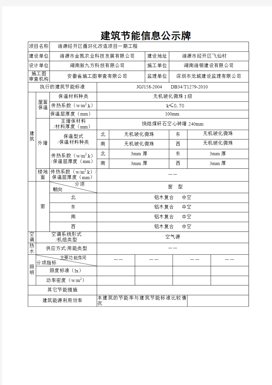 建筑节能公示牌