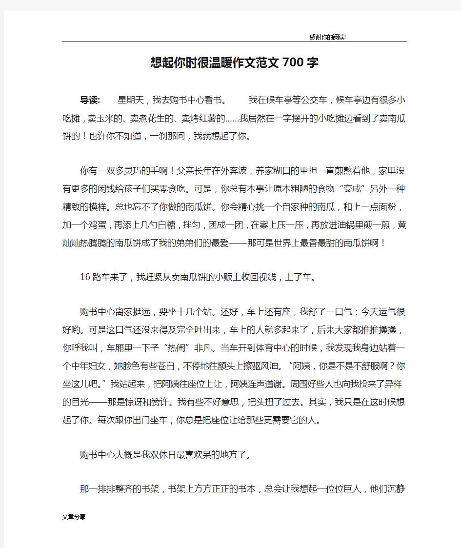 想起你时很温暖作文范文700字