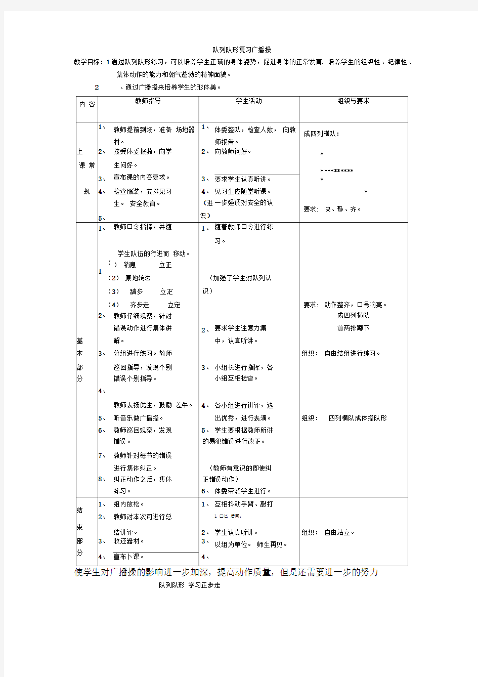 初中体育课全套教案