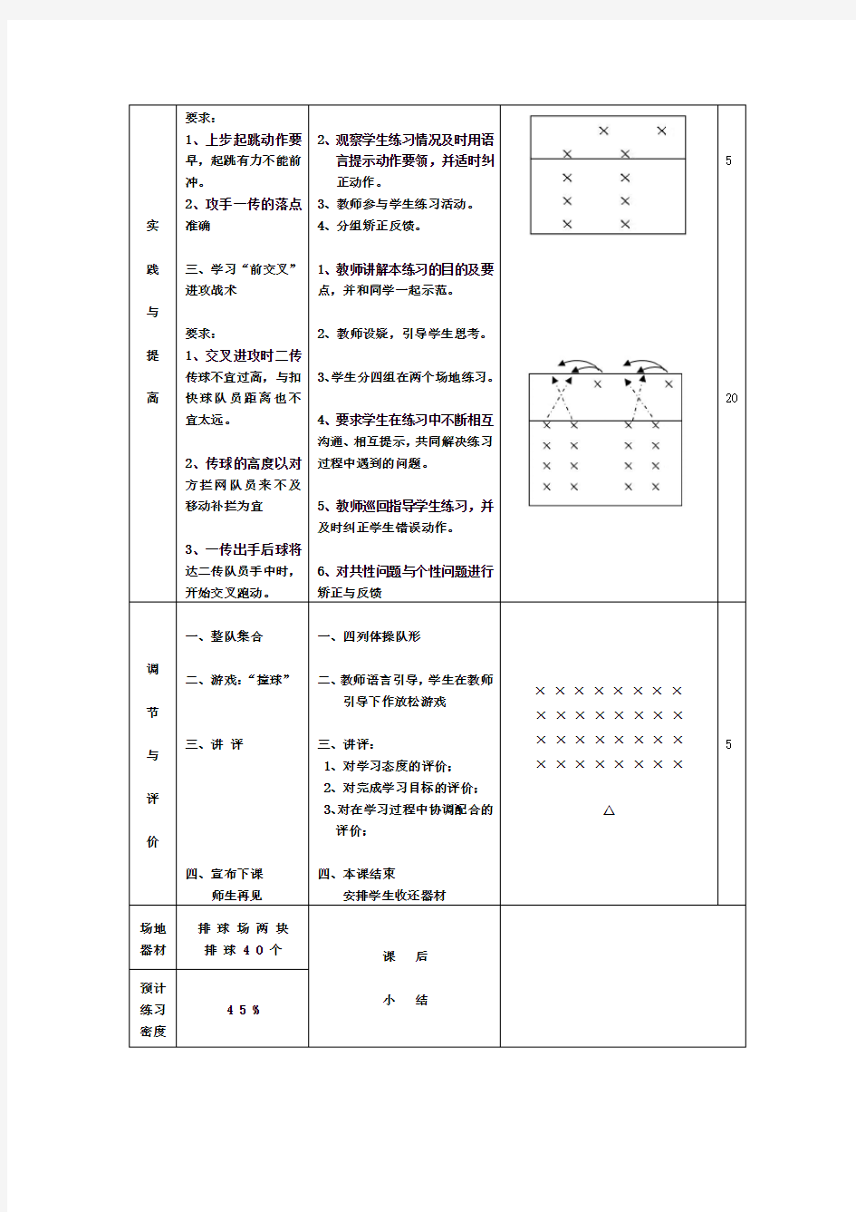 高中体育课排球教案