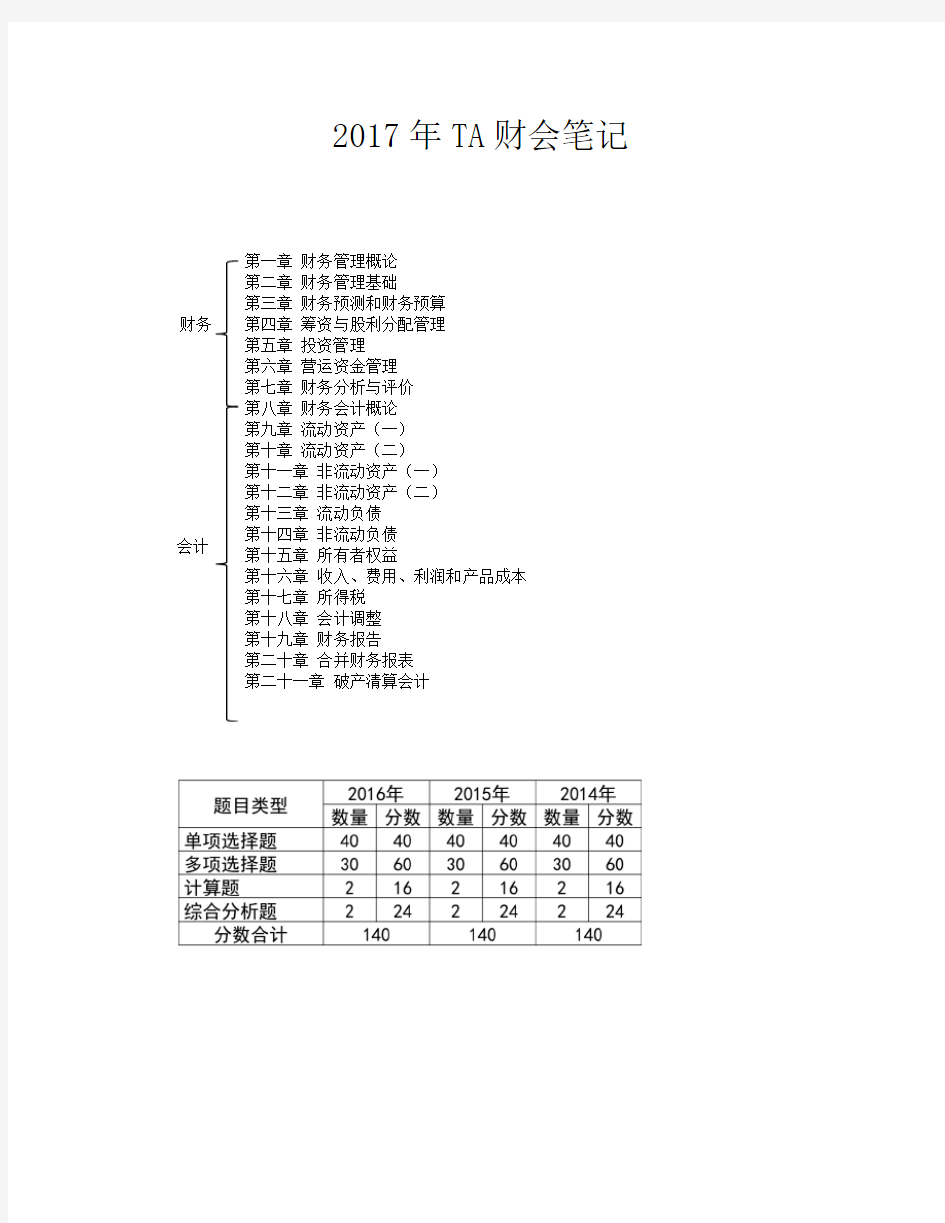 2017年税务师TA财会学习笔记