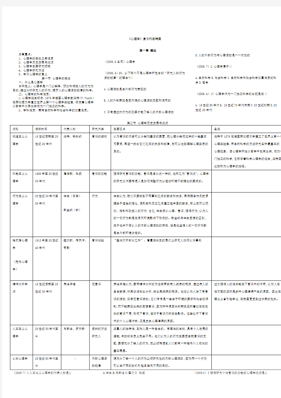 广东省教师资格证考试《心理学》复习内容精要