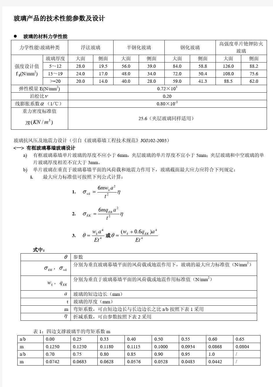 玻璃产品的技术性能参数及设计(超级好)