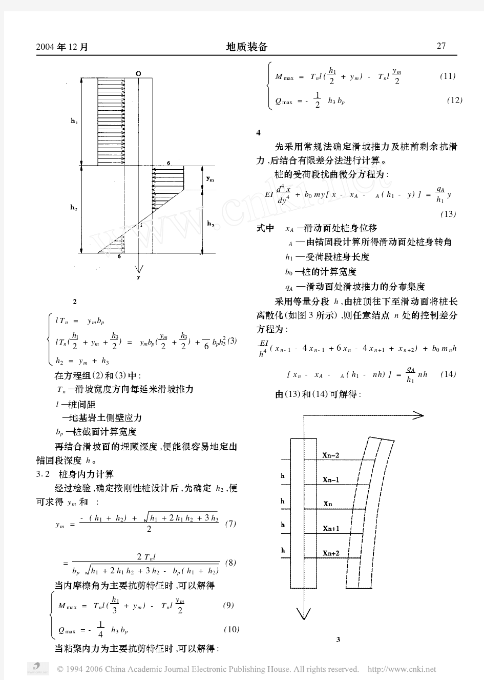 抗滑桩内力计算方法