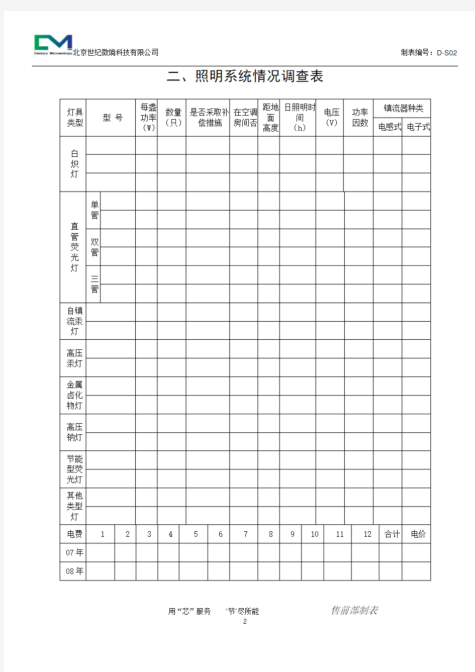 综合能耗调查表