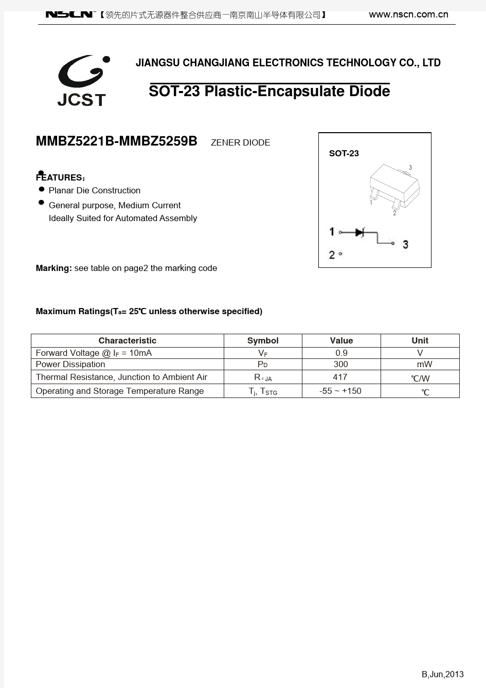 MMBZ5225B贴片二极管规格书
