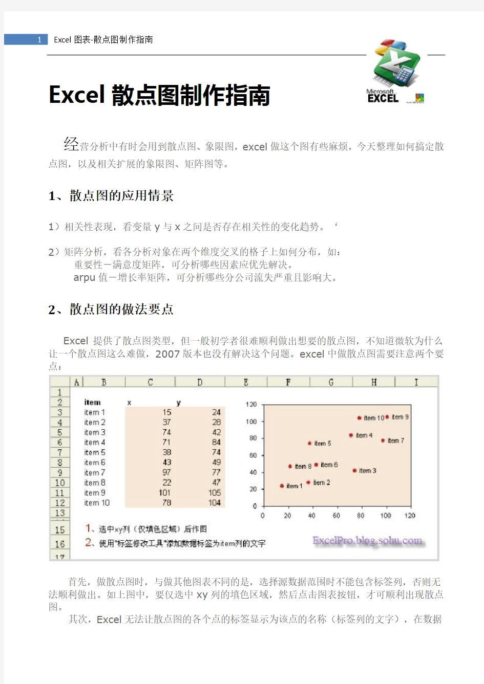 Excel散点图制作指南