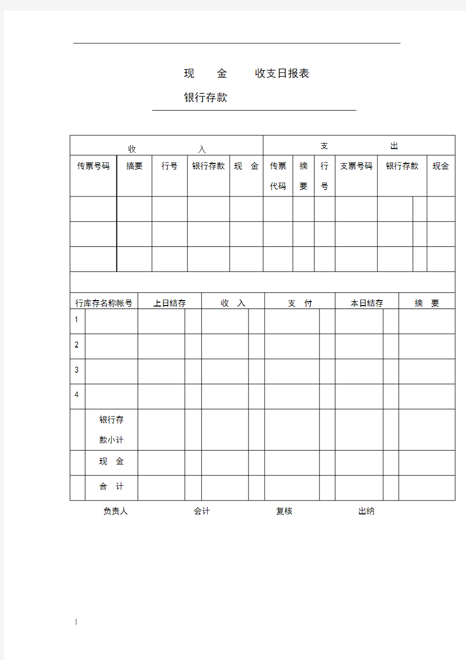 收支日报表模板