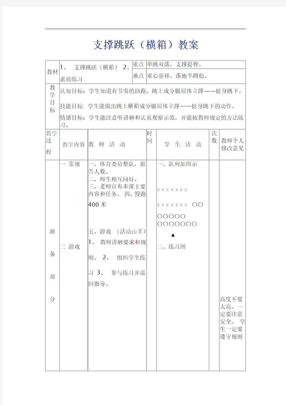 支撑跳跃(横箱)教案