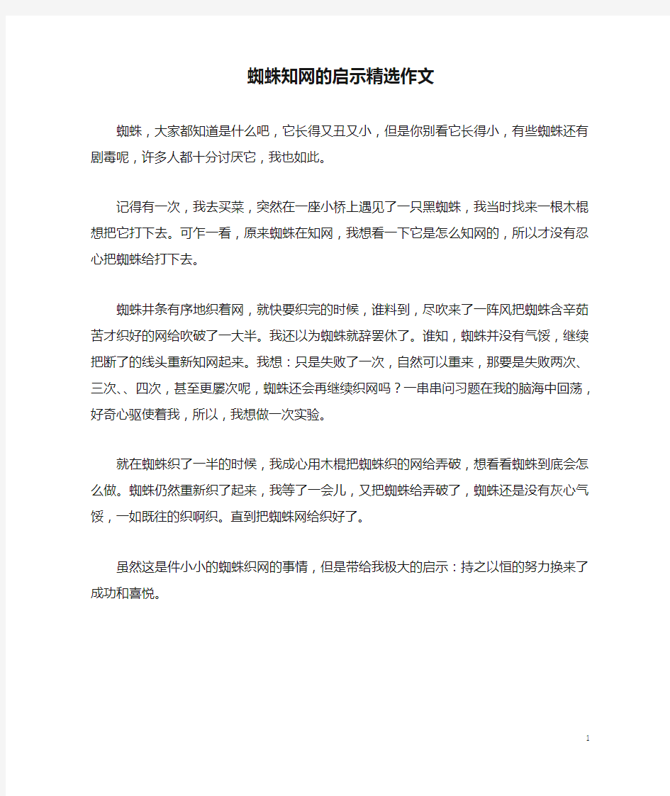 蜘蛛知网的启示精选作文