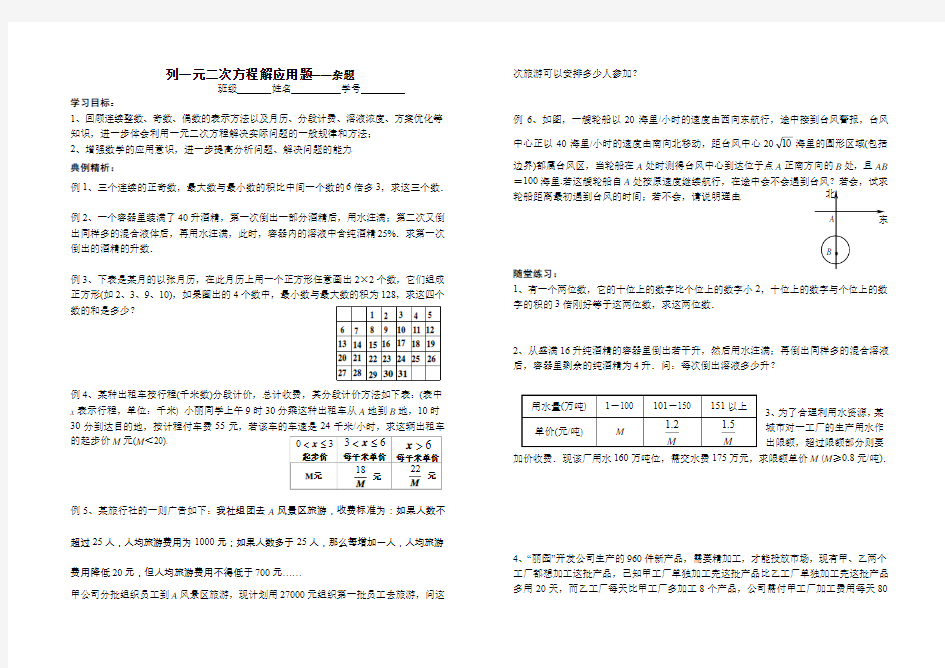 列一元二次方程解应用题