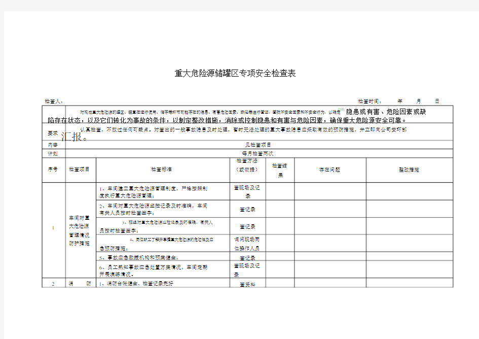 重大危险源储罐区专项安全检查标准表格.docx