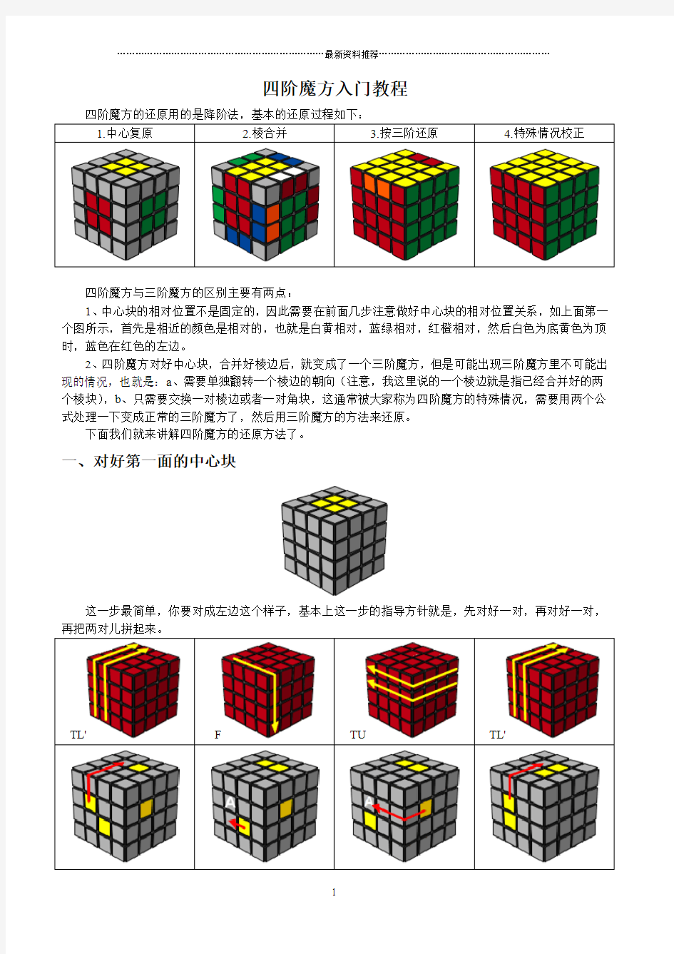 四阶魔方入门教程精编版