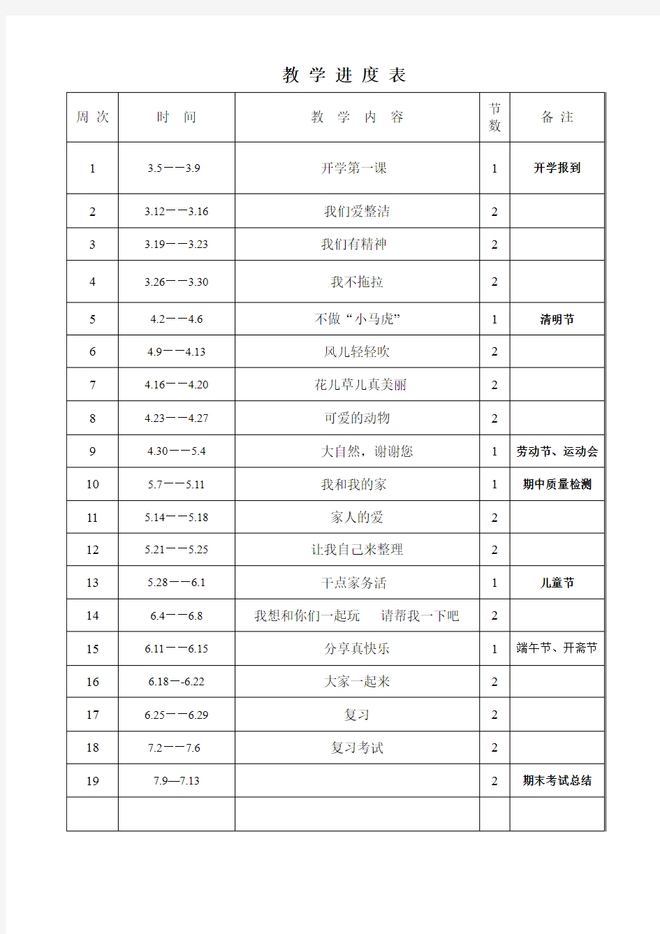 人教版一年级道德与法治教案