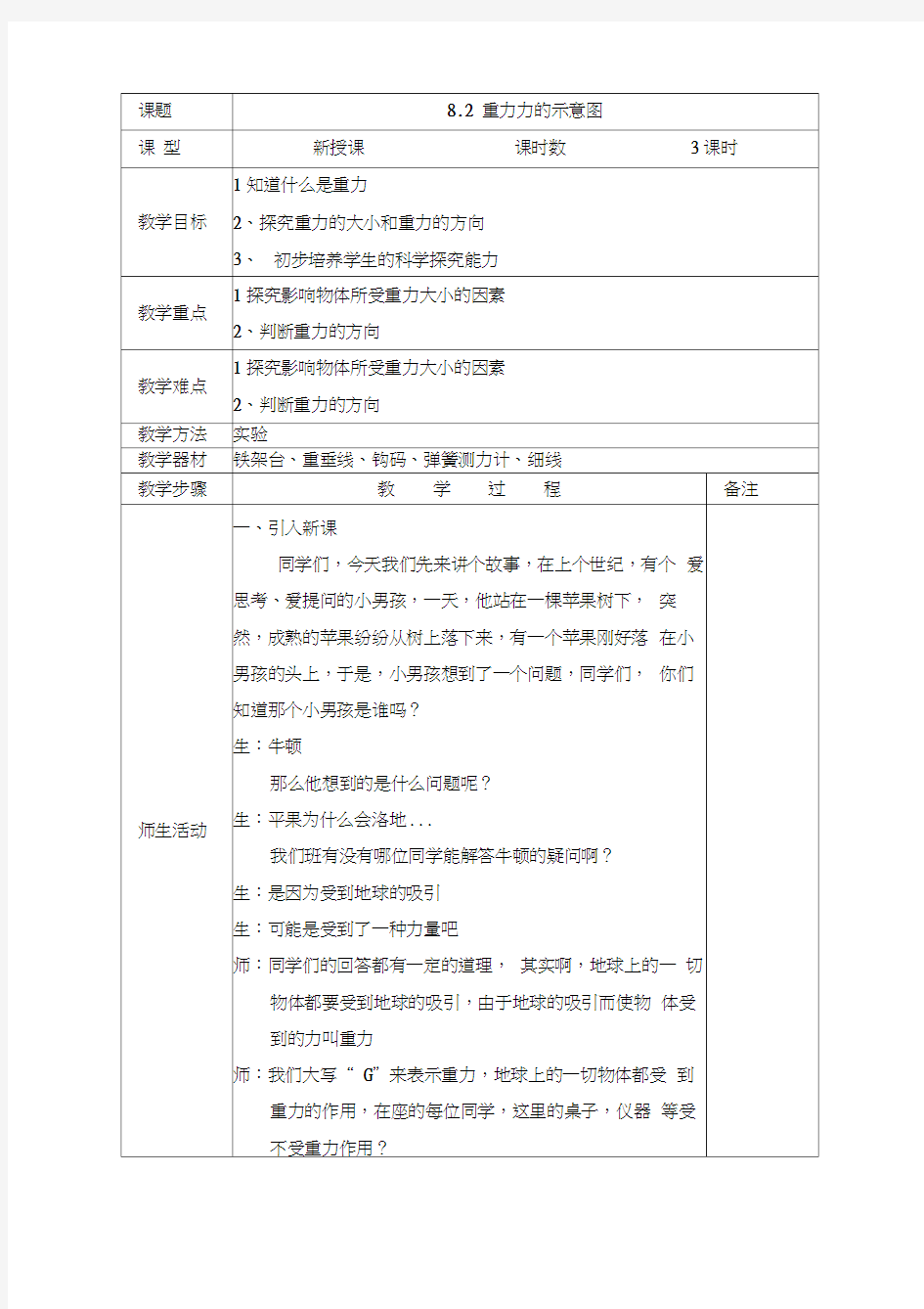 重力力的示意图教案