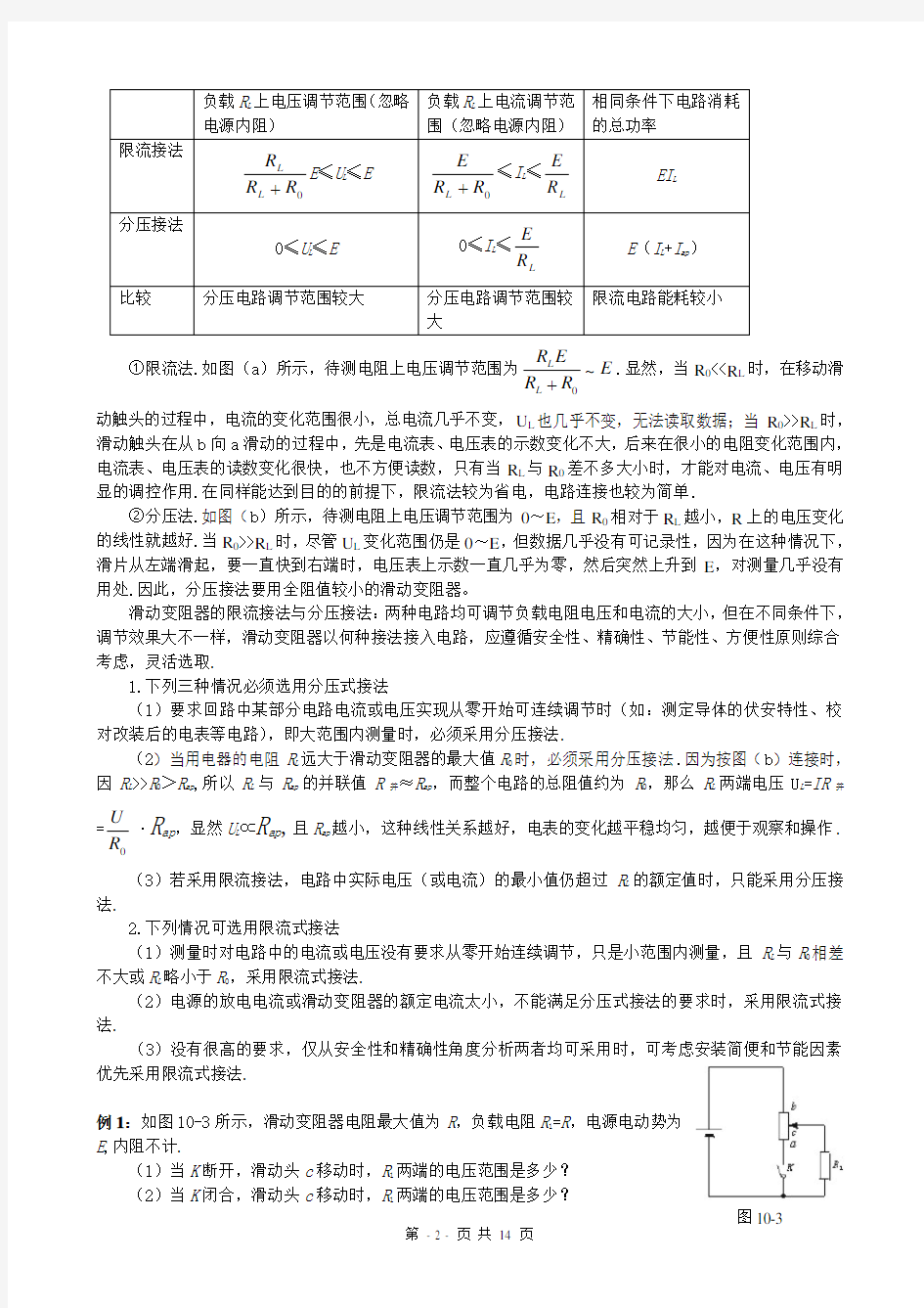 人教版高中物理电学实验要点总结