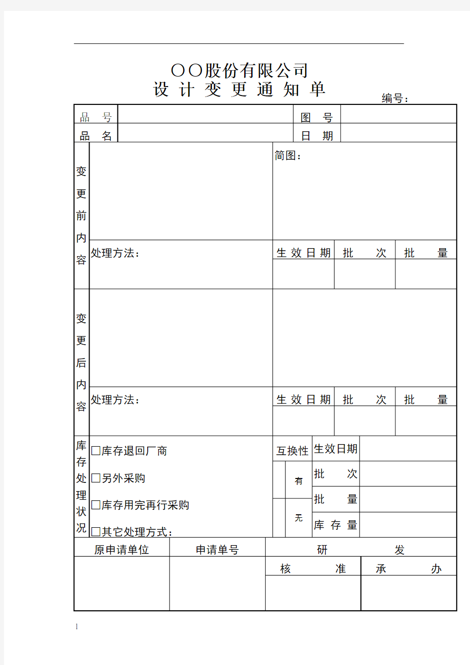 公司设计变更通知单