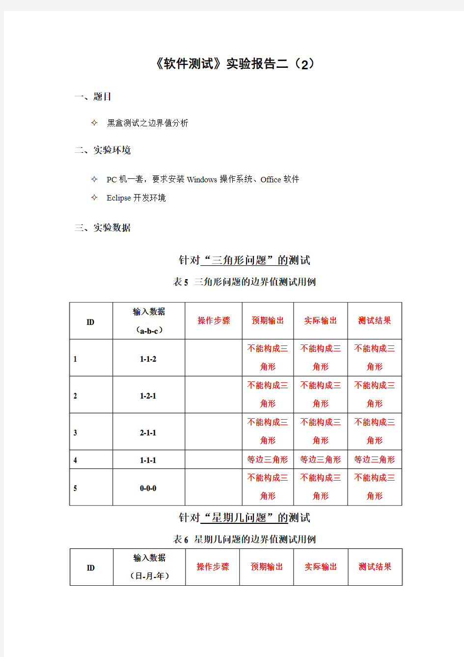 三角形问题的边界值测试用例