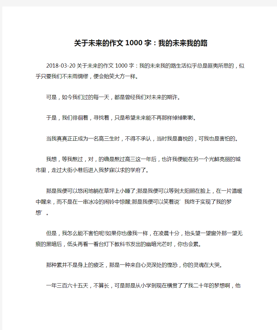 关于未来的作文1000字：我的未来我的路