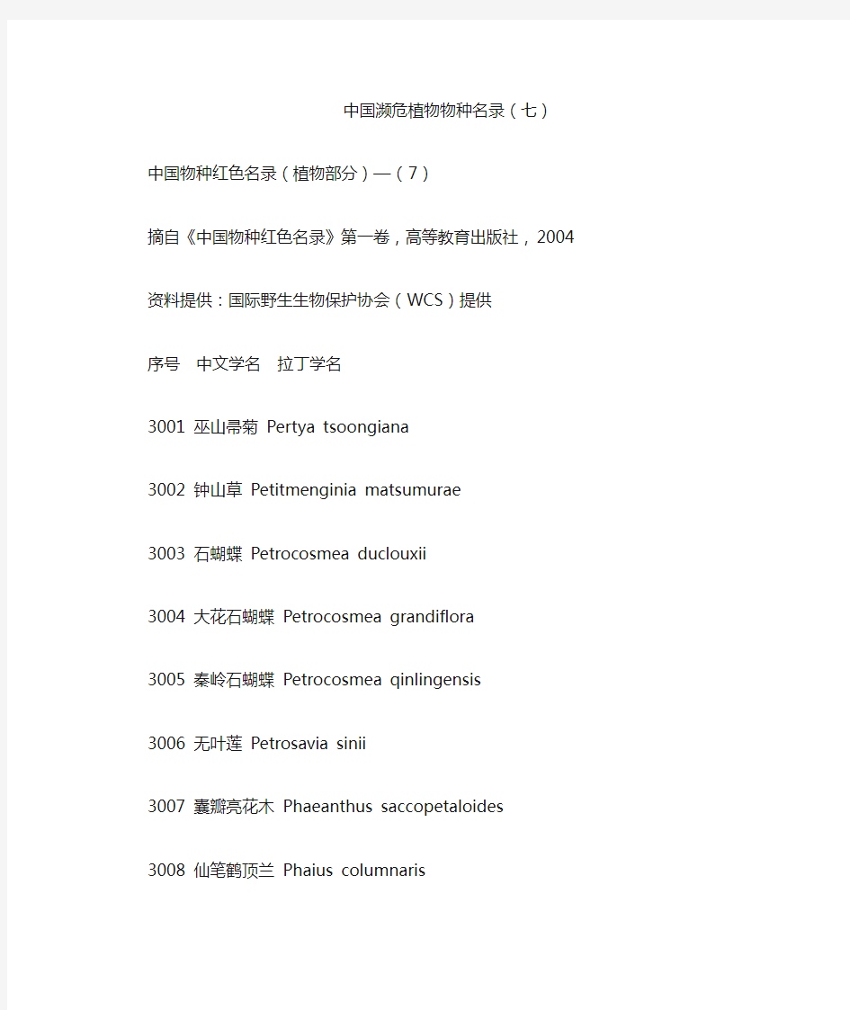 中国濒危植物物种名录(七)