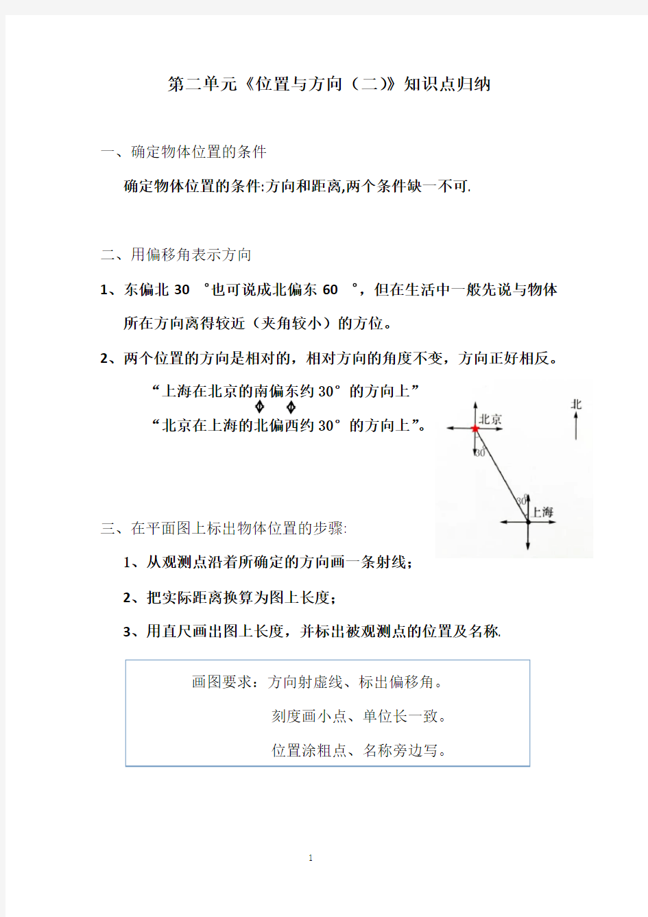 第2单元《位置与方向(二)》知识点归纳