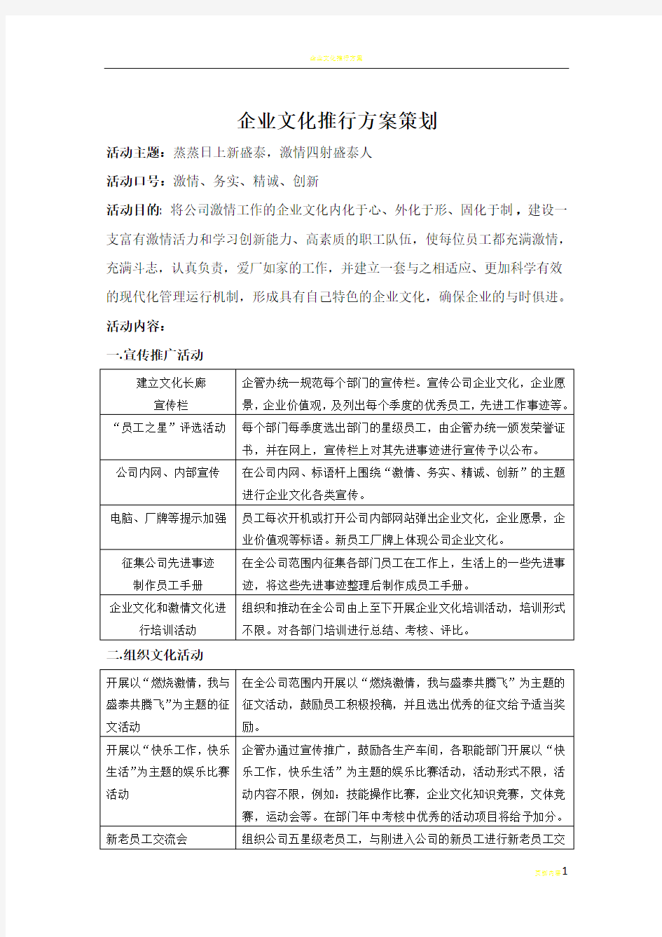 企业文化推行方案策划