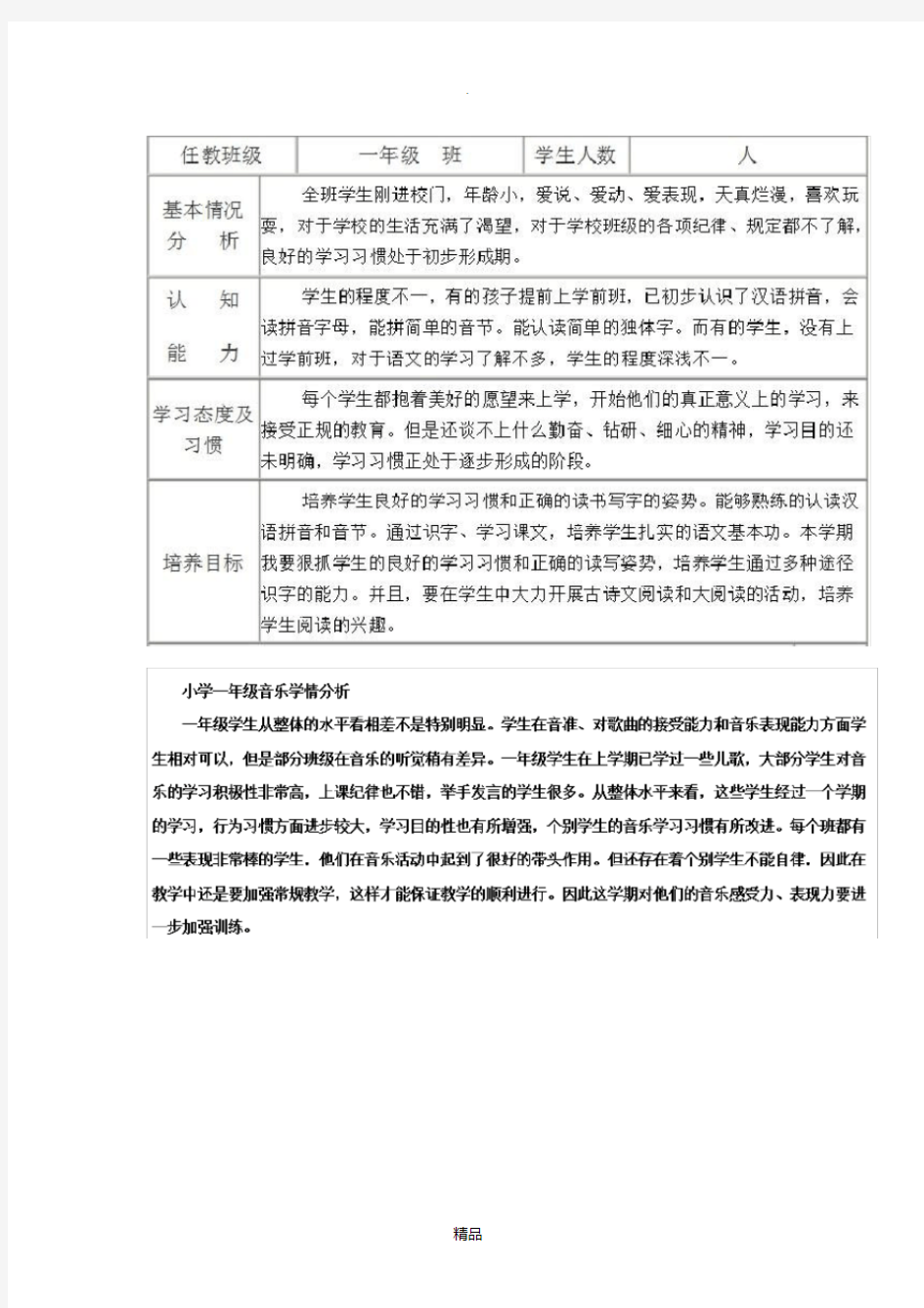 音乐学情分析