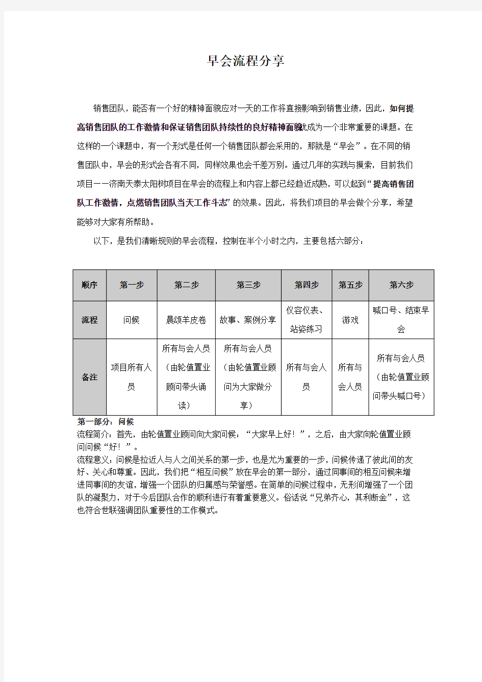 _销售团队早会流程分享