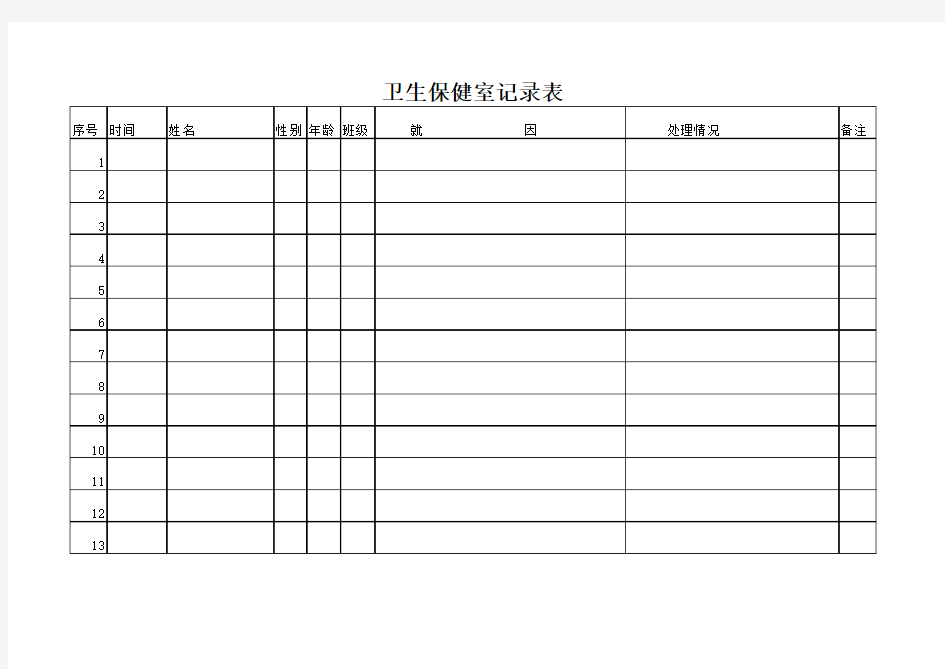 学校卫生保健室记录表