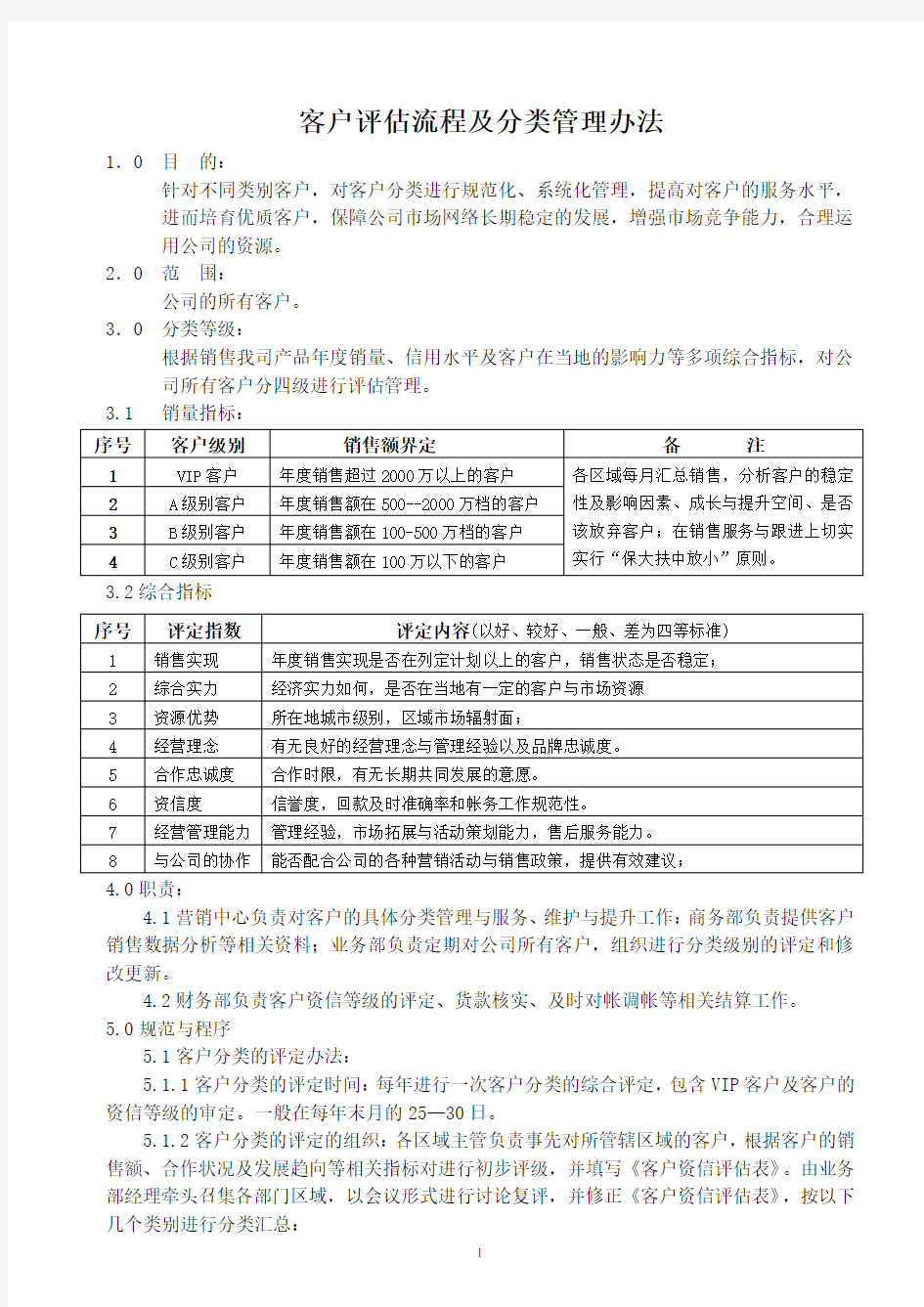 客户评估分类管理办法