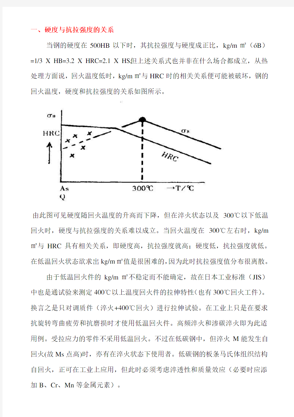 硬度与抗拉强度的关系对照表