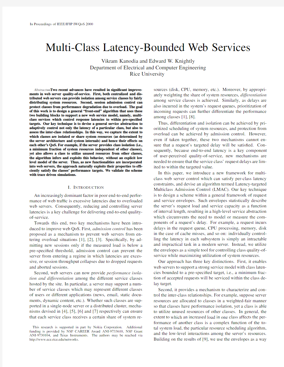 Multi-class latency-bounded web services