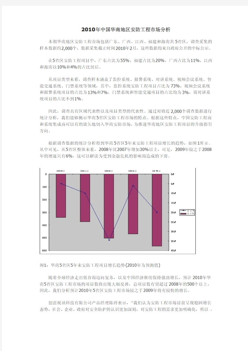 2010年中国华南地区安防工程市场分析