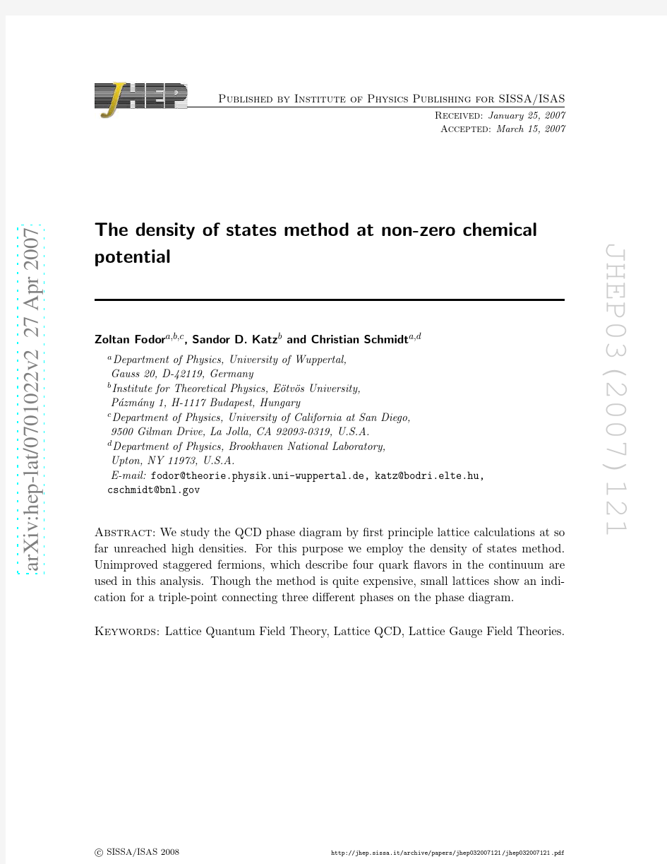 The density of states method at non-zero chemical potential
