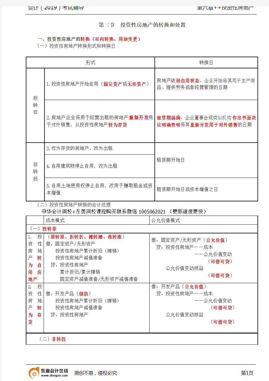 【实用文档】投资性房地产的转换和处置