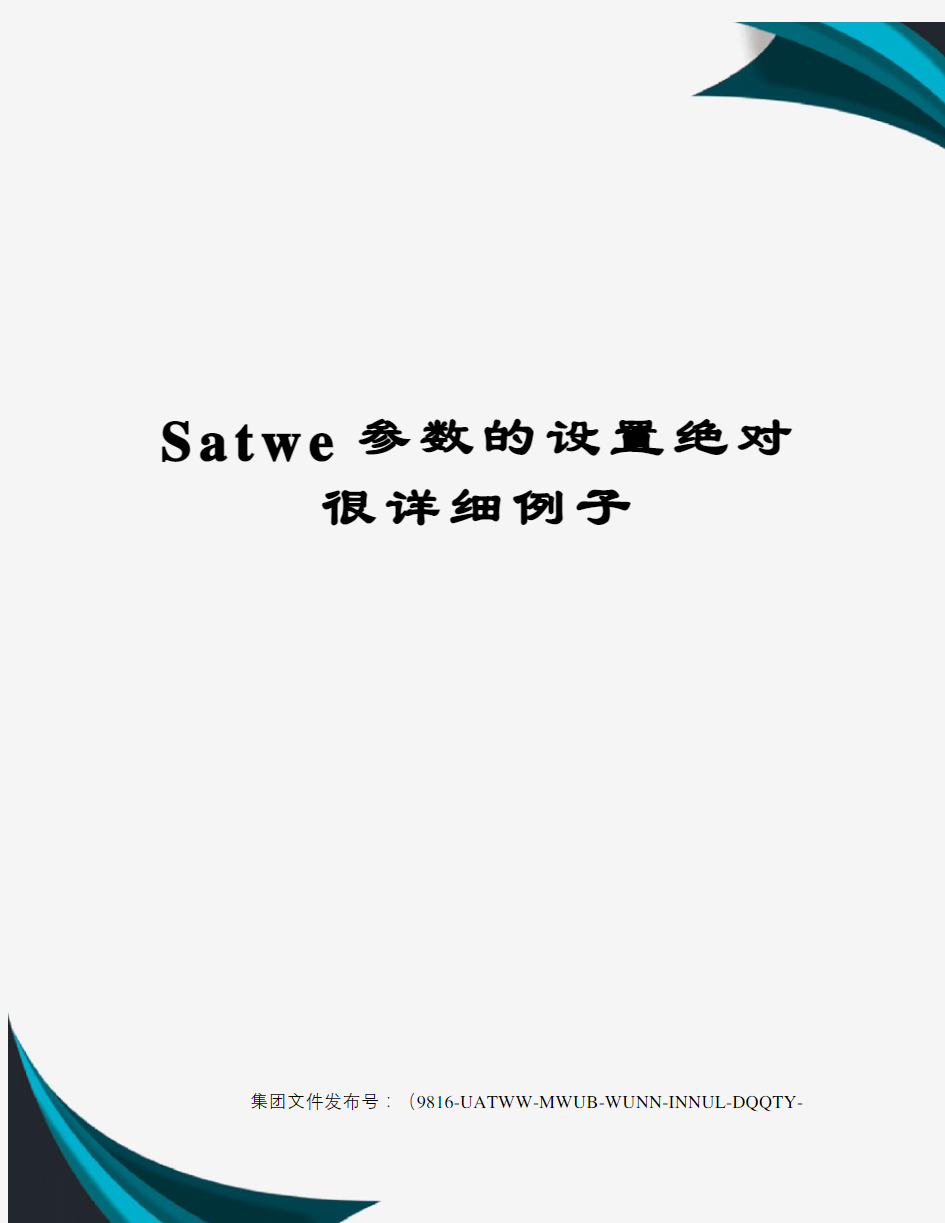 Satwe参数的设置绝对很详细例子